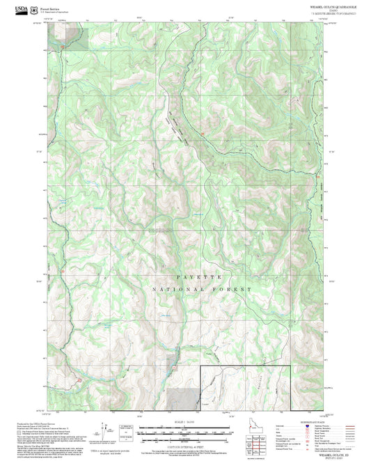 2025 Forest Service Topo Map of Weasel Gulch Idaho