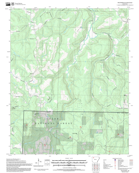 2025 Forest Service Topo Map of Weathers Arkansas