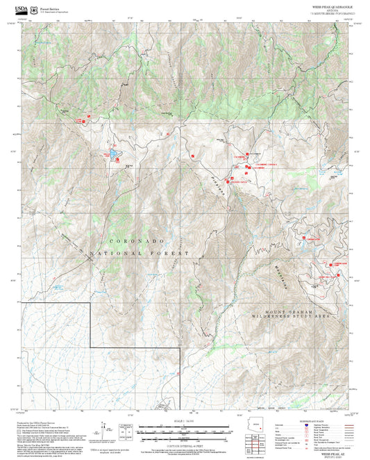 2025 Forest Service Topo Map of Webb Peak Arizona
