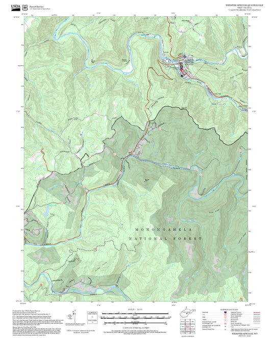 2025 Forest Service Topo Map of Webster Springs West Virginia