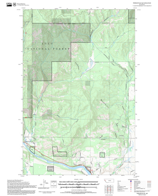 2025 Forest Service Topo Map of Weeksville Montana