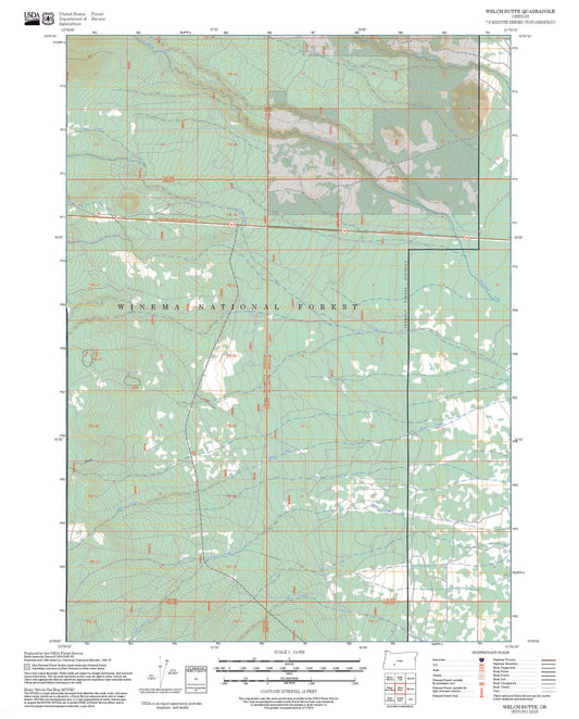 2025 Forest Service Topo Map of Welch Butte Oregon