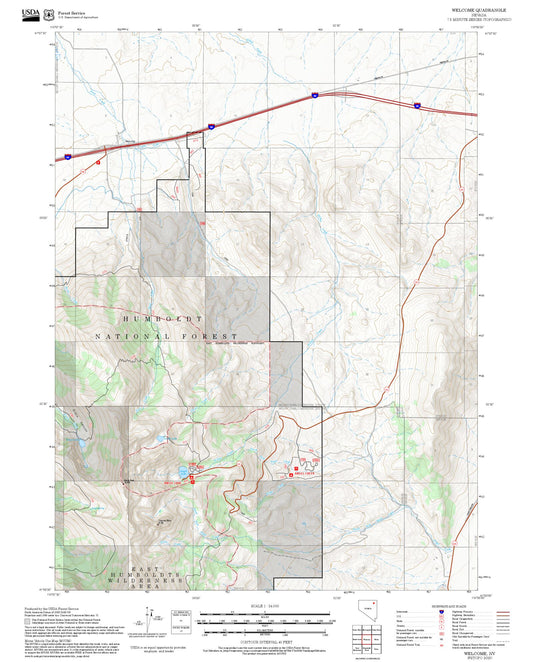 2025 Forest Service Topo Map of Welcome Nevada