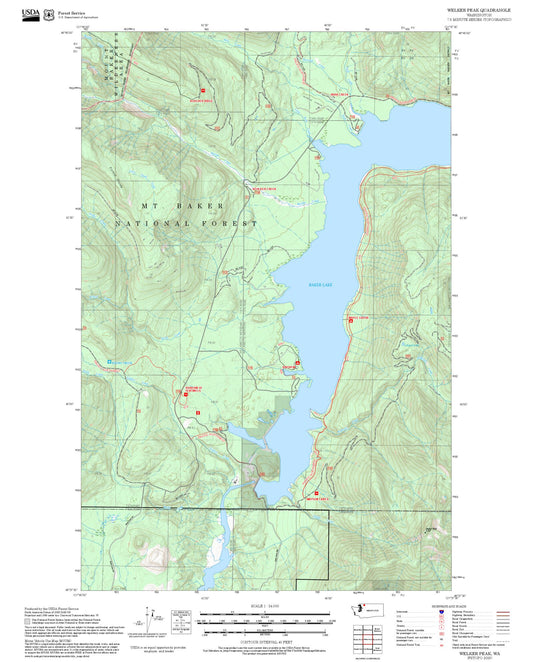 2025 Forest Service Topo Map of Welker Peak Washington