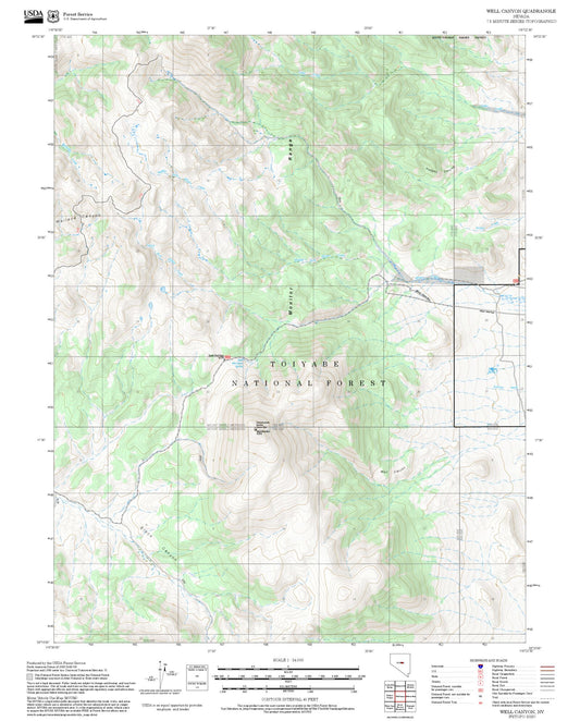 2025 Forest Service Topo Map of Well Canyon Nevada