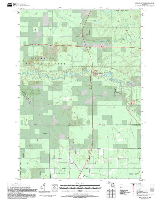 2025 Forest Service Topo Map of Wellston NE Michigan