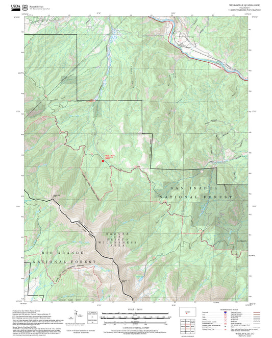 2025 Forest Service Topo Map of Wellsville Colorado