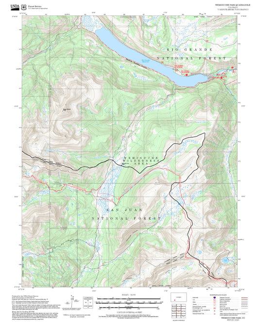 2025 Forest Service Topo Map of Weminuche Pass Colorado