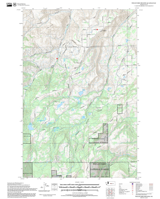 2025 Forest Service Topo Map of Wenatchee Heights Washington
