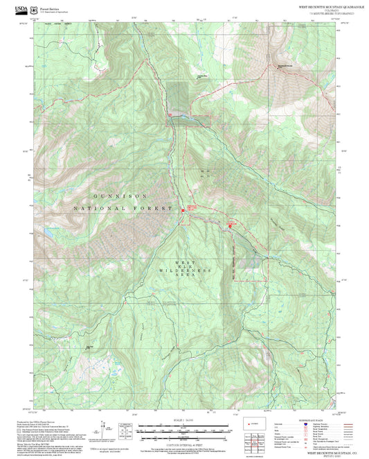 2025 Forest Service Topo Map of West Beckwith Mountain Colorado