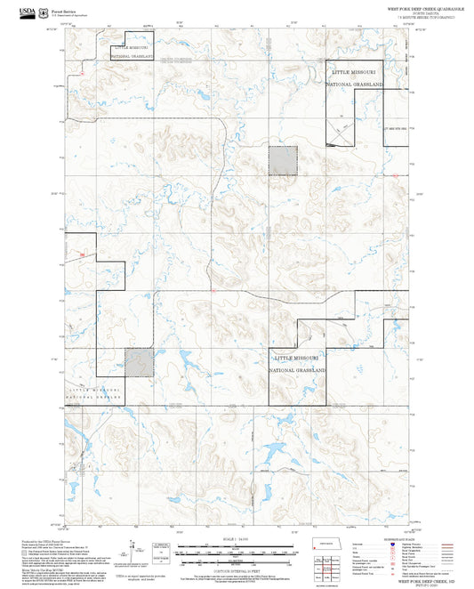 2025 Forest Service Topo Map of West Fork Deep Creek North Dakota