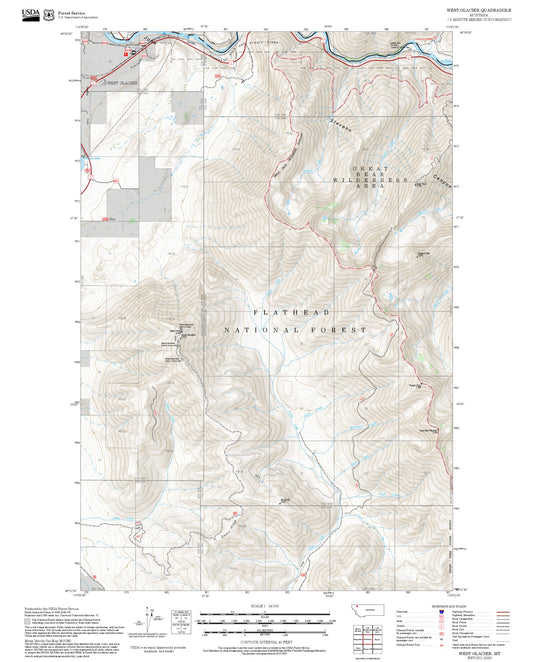 2025 Forest Service Topo Map of West Glacier Montana
