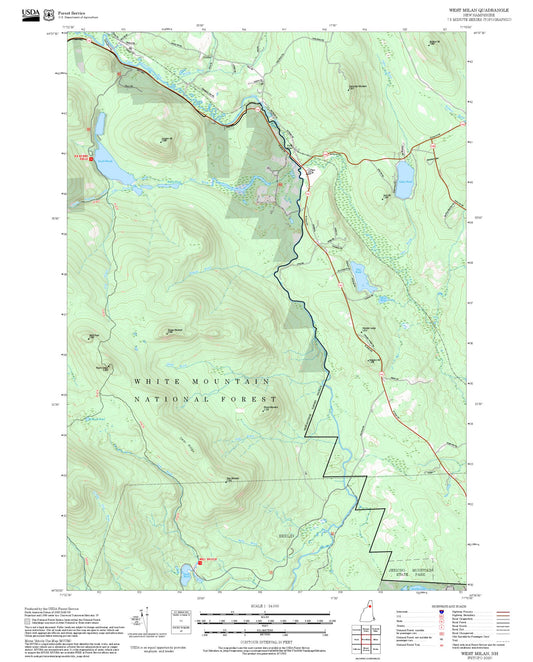 2025 Forest Service Topo Map of West Milan New Hampshire