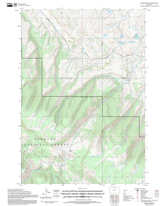 2025 Forest Service Topo Map of West Pass Wyoming