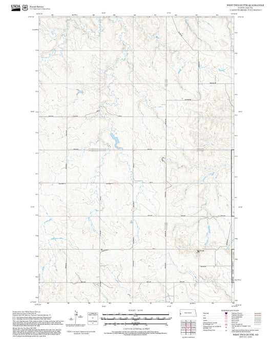 2025 Forest Service Topo Map of West Twin Butte North Dakota