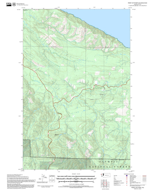 2025 Forest Service Topo Map of West of Pysht Washington