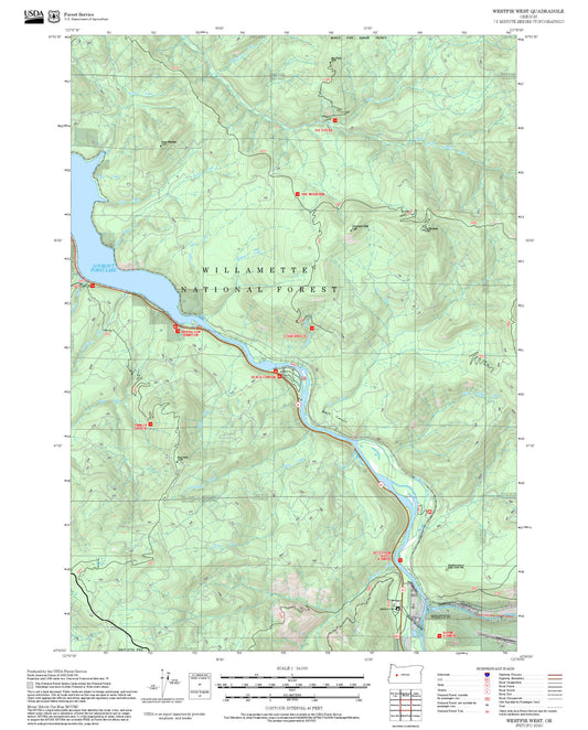 2025 Forest Service Topo Map of Westfir West Oregon