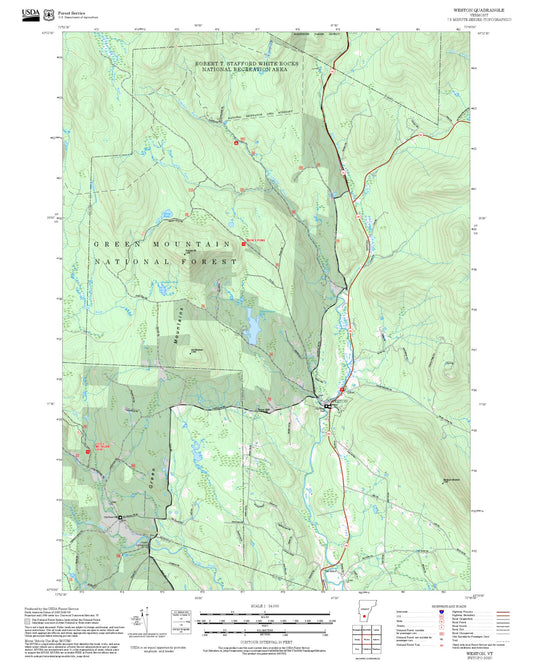 2025 Forest Service Topo Map of Weston Vermont