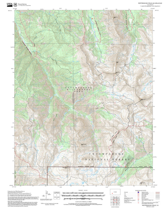 2025 Forest Service Topo Map of Wetterhorn Peak Colorado