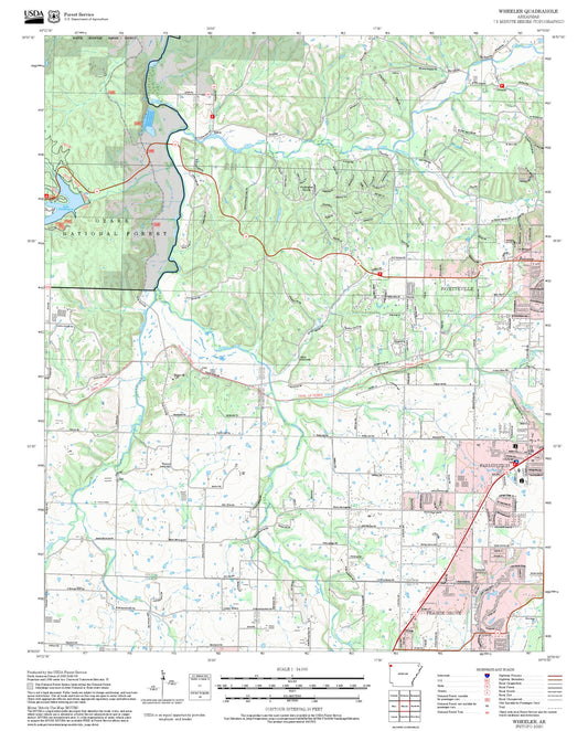2025 Forest Service Topo Map of Wheeler Arkansas