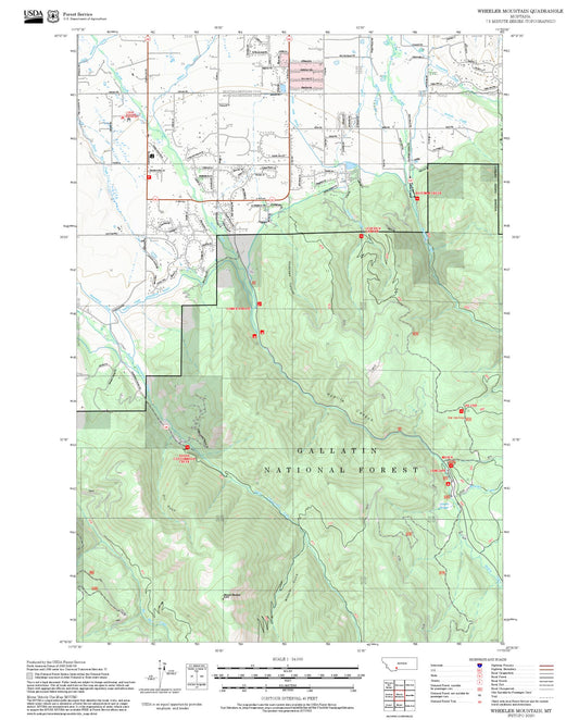 2025 Forest Service Topo Map of Wheeler Mountain Montana