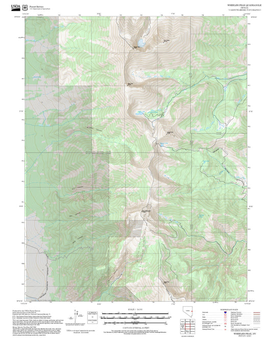 2025 Forest Service Topo Map of Wheeler Peak Nevada