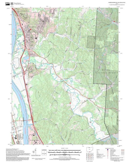2025 Forest Service Topo Map of Wheelersburg Ohio