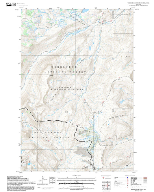 2025 Forest Service Topo Map of Whetstone Ridge Montana