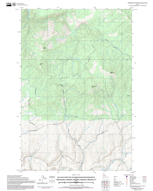 2025 Forest Service Topo Map of Whiskey Butte Idaho