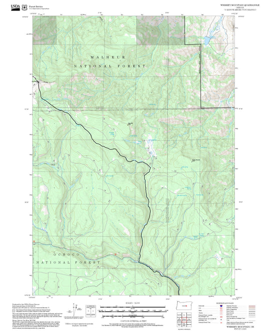 2025 Forest Service Topo Map of Whiskey Mountain Oregon
