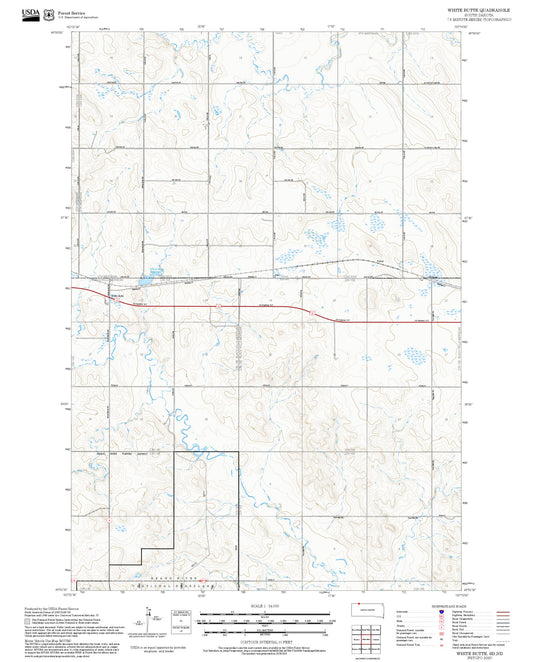 2025 Forest Service Topo Map of White Butte South Dakota