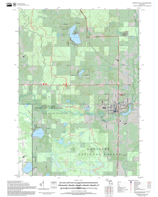 2025 Forest Service Topo Map of White Cloud Michigan