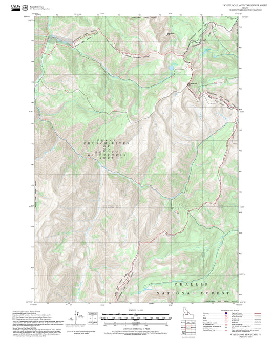 2025 Forest Service Topo Map of White Goat Mountain Idaho