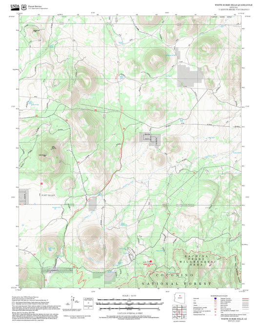 2025 Forest Service Topo Map of White Horse Hills Arizona