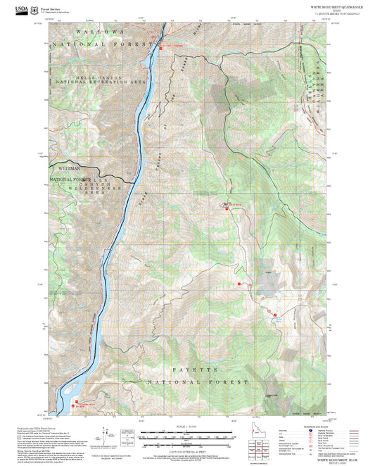 2025 Forest Service Topo Map of White Monument Idaho