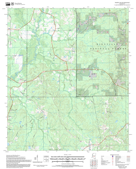 2025 Forest Service Topo Map of White Oak Mississippi