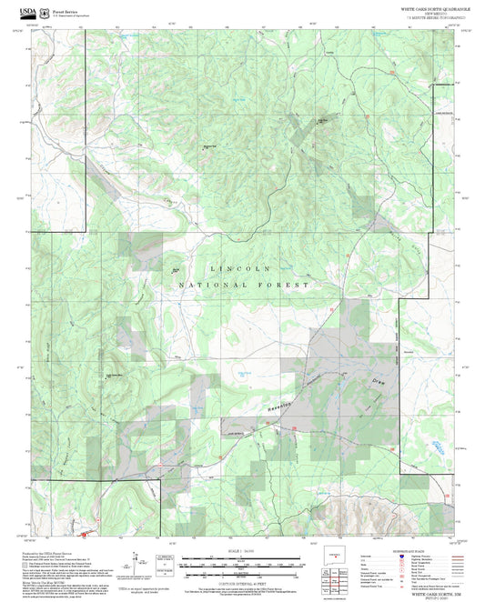2025 Forest Service Topo Map of White Oaks North New Mexico