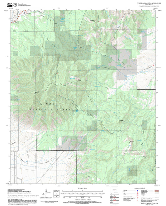 2025 Forest Service Topo Map of White Oaks South New Mexico