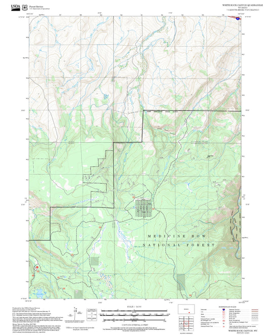 2025 Forest Service Topo Map of White Rock Canyon Wyoming