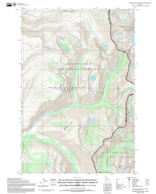 2025 Forest Service Topo Map of White Sand Lake Idaho