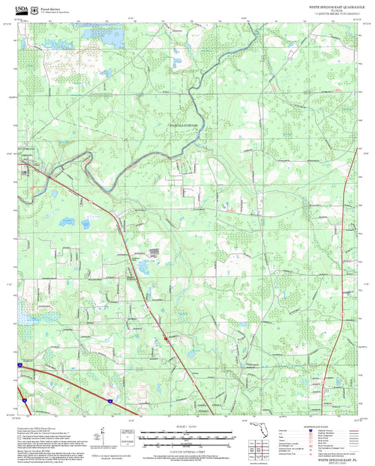 2025 Forest Service Topo Map of White Springs East Florida