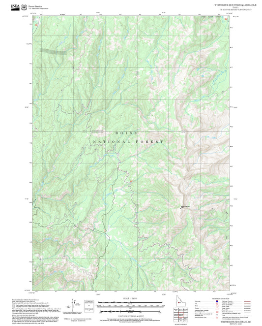 2025 Forest Service Topo Map of Whitehawk Mountain Idaho