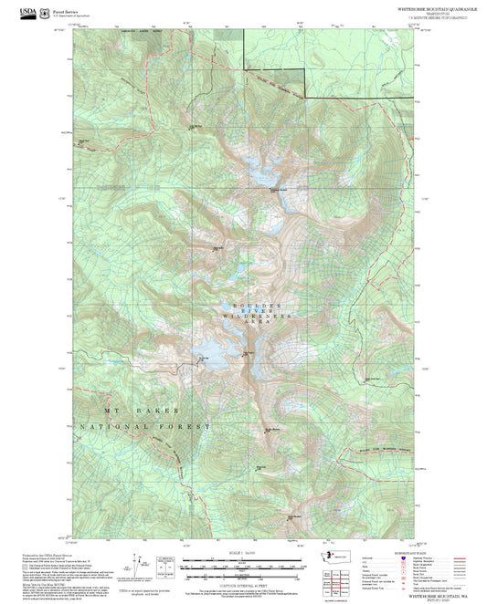 2025 Forest Service Topo Map of Whitehorse Mountain Washington