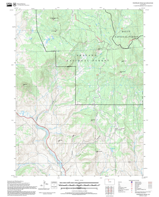 2025 Forest Service Topo Map of Whiteley Peak Colorado