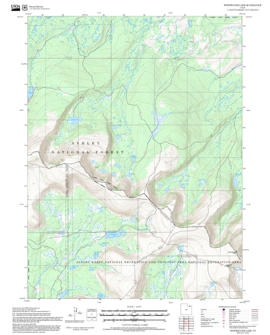 2025 Forest Service Topo Map of Whiterocks Lake Utah