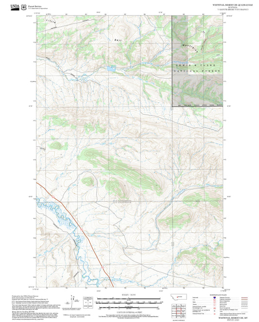 2025 Forest Service Topo Map of Whitetail Reservoir Montana