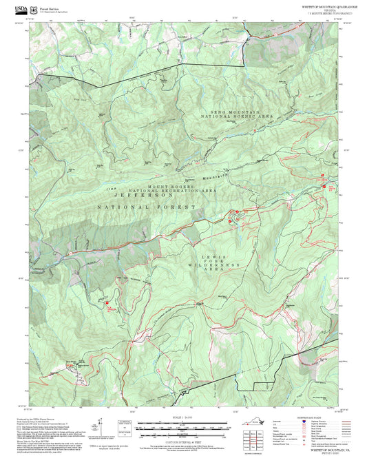 2025 Forest Service Topo Map of Whitetop Mountain Virginia