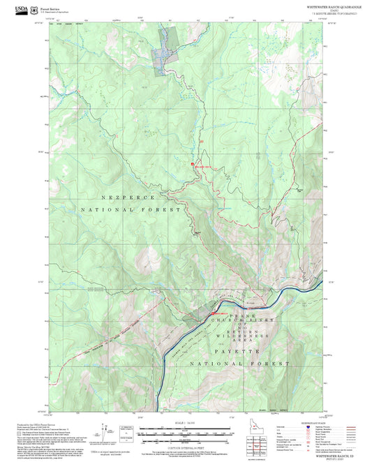 2025 Forest Service Topo Map of Whitewater Ranch Idaho