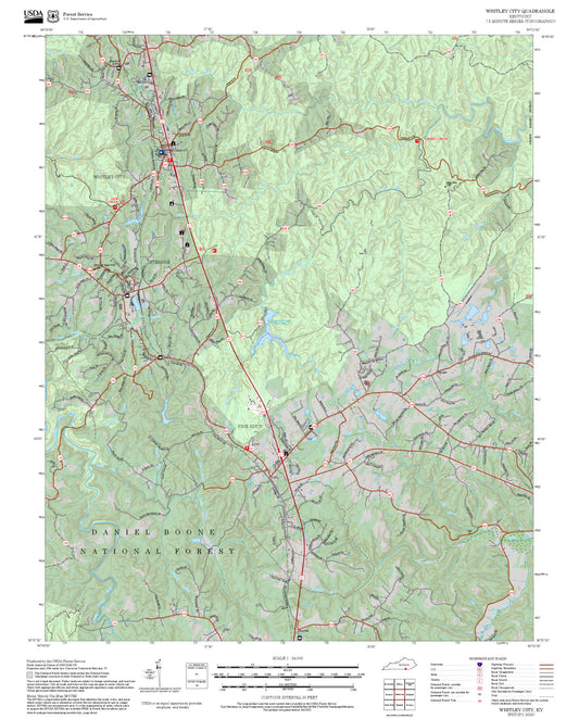2025 Forest Service Topo Map of Whitley City Kentucky