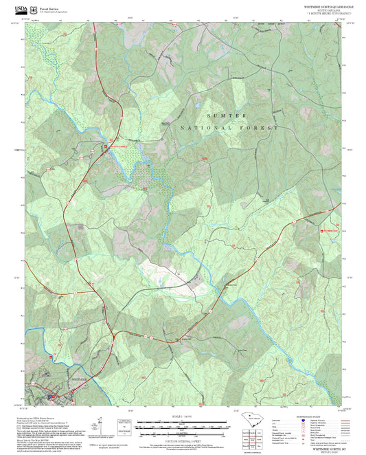 2025 Forest Service Topo Map of Whitmire North South Carolina